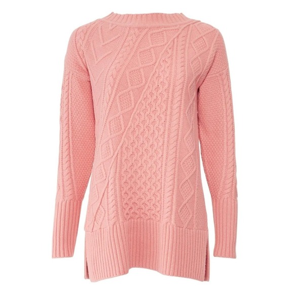 J. Crew Sweaters - J.Crew Pink Wool Blend Cable Knit Sweater Women's XS Long Tunic‎ Pullover EUC